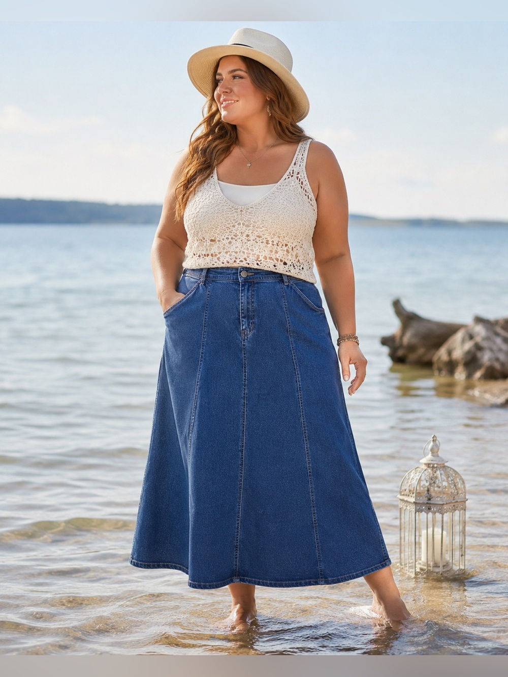 TanJay Denim Midi Skirt – Classic Blue – Size 16